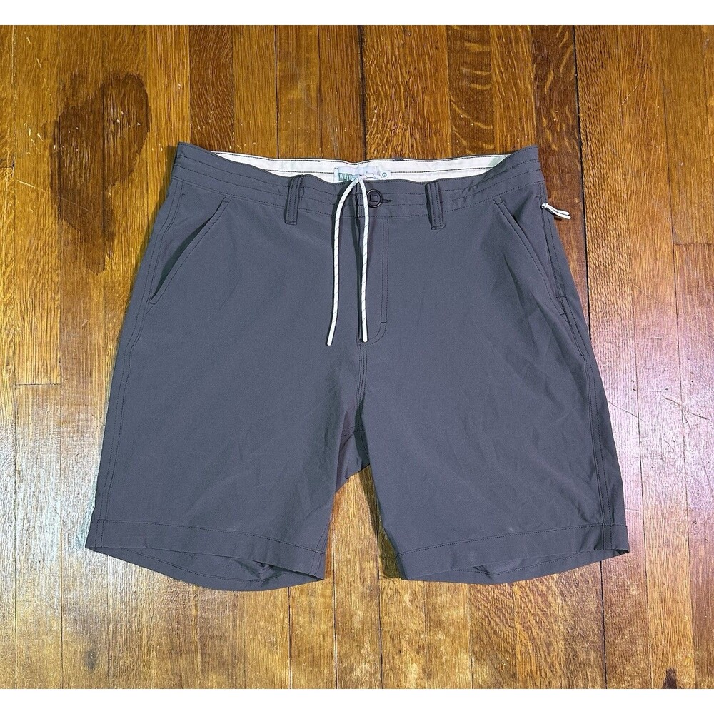 Wellen Shorts Mens 34 Gray Stretch Chino Casual Pelican Logo